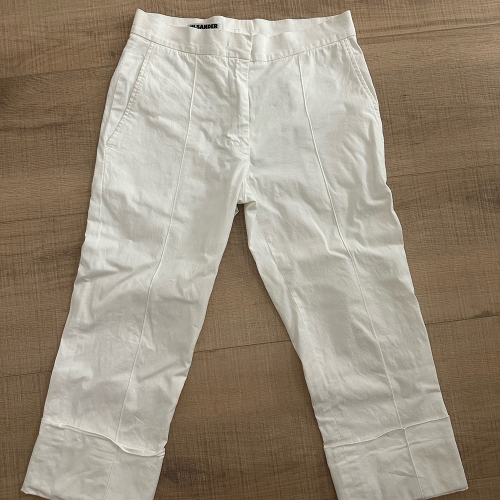 Jil Sander White Men's Cotton-Blend Tailored Chinos